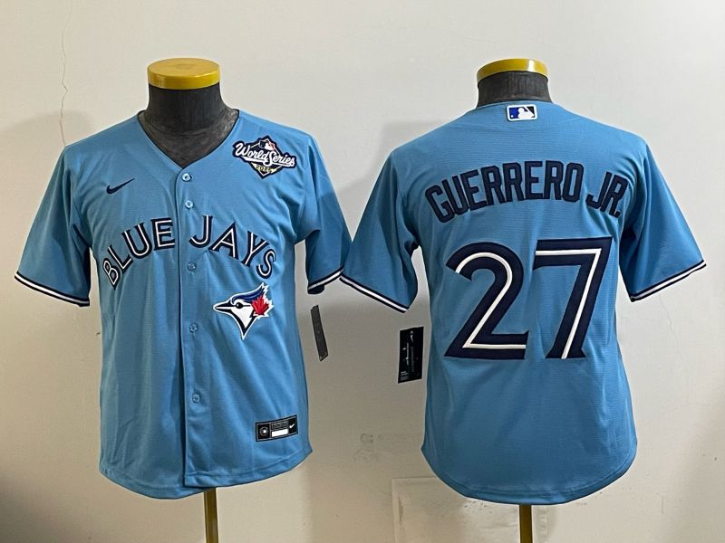 Youth 2025 Nike Toronto Blue Jays #27 Guerrero jr Light Blue Game MLB Jersey 01